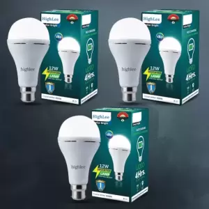 Highlee 12 W Round B22 Inverter Bulb  (White, Pack of 3)